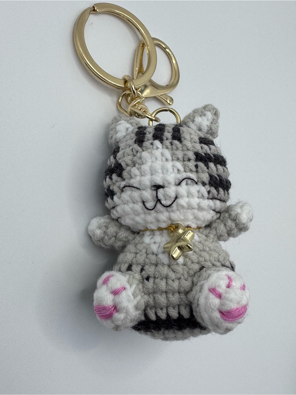 2 for 20 Item, Cute Crocheted Cat Keychain with Star Charm